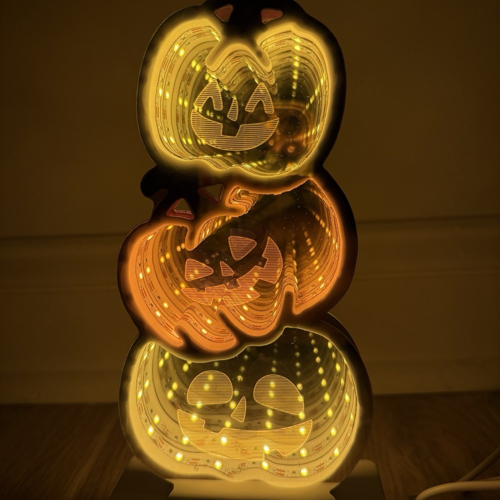 At Home Mirabeau Halloween Infinity Mirror LED Jack O' Lantern Tabletop Light